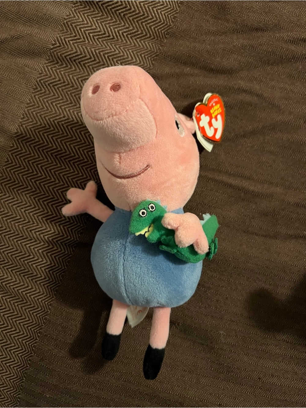 Ty Peppa Pig George Pig Plush Doll Toy Beanie Babies with Dinosaur NEW NWT